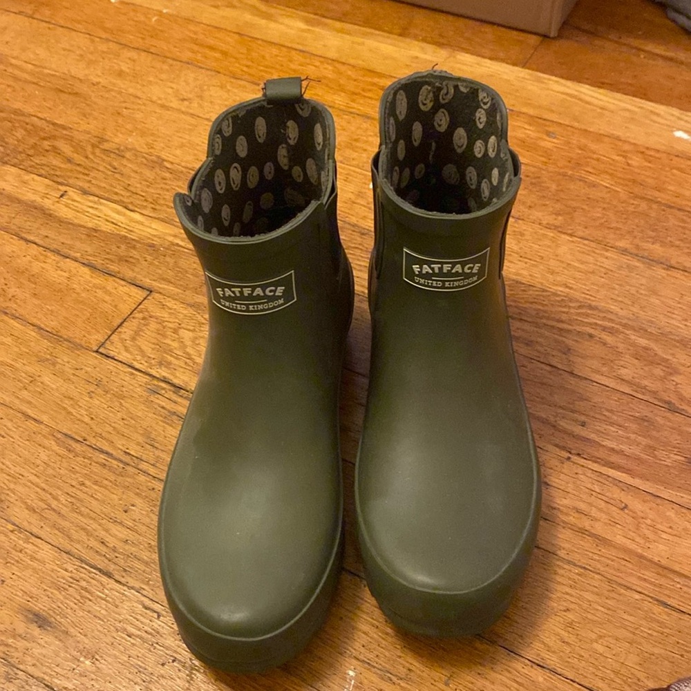 Hunter green ankle rain boots